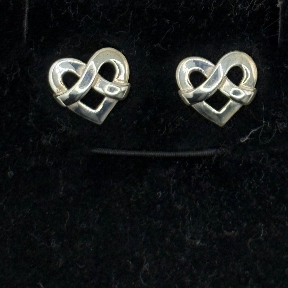 .925 Sterling Silver Heart Stud Earrings